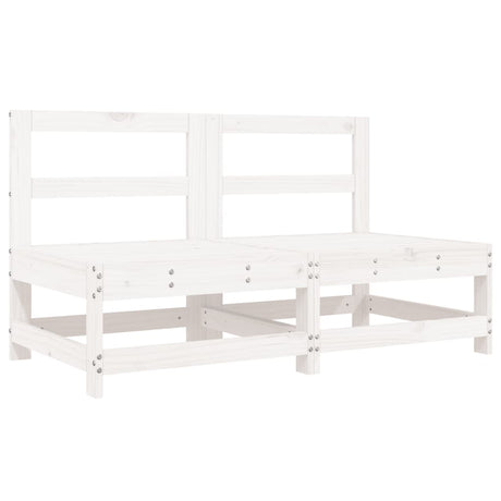 Garden Middle Sofas 2 pcs White Solid Wood Pine