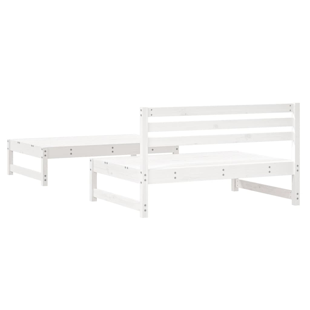 2 Piece Garden Lounge Set White Solid Wood Pine
