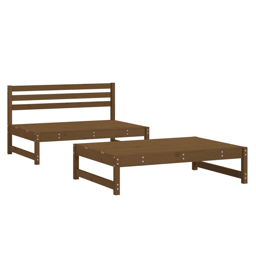 2 Piece Garden Lounge Set Honey Brown Solid Wood Pine