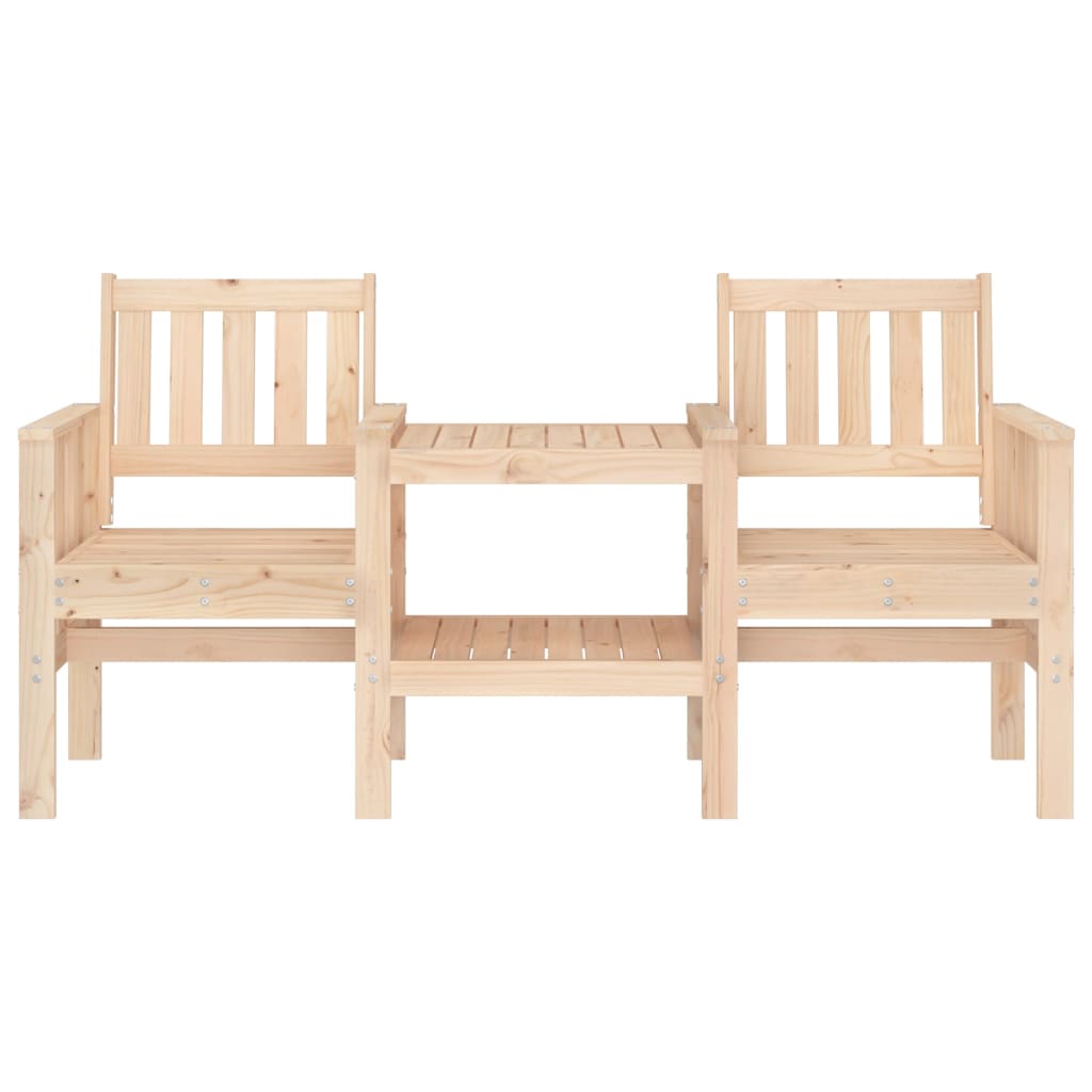 Garden Bench with Table 2-Seater Solid Wood Pine