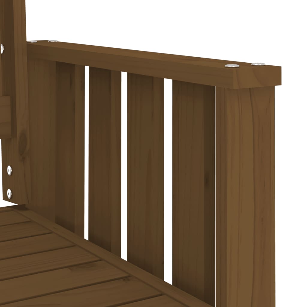 Garden Bench with Table 2-Seater Honey Brown Solid Wood Pine