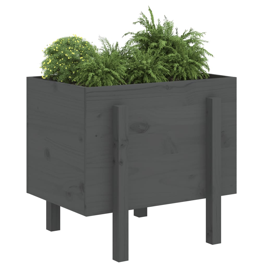 Garden Planter Grey 62x50x57 cm Solid Wood Pine