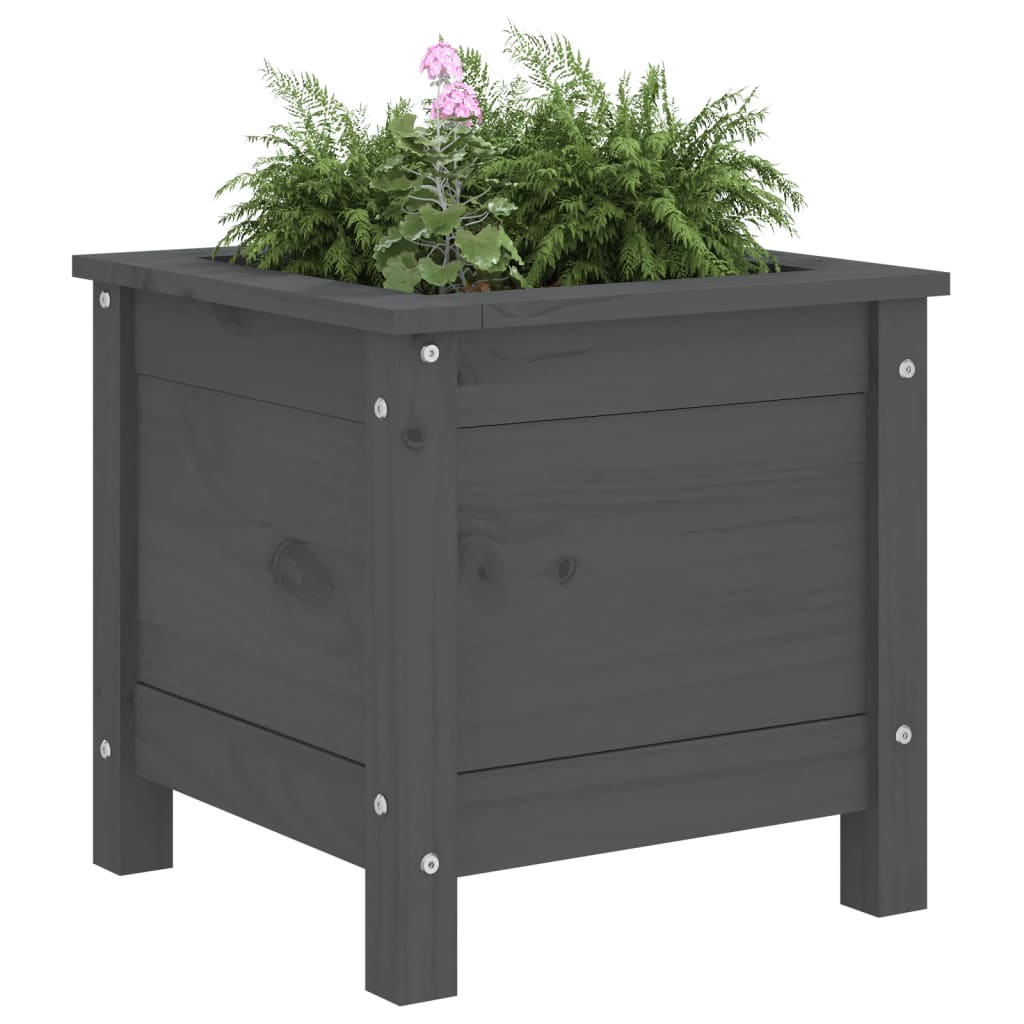Garden Planter Grey 40x40x39 cm Solid Wood Pine