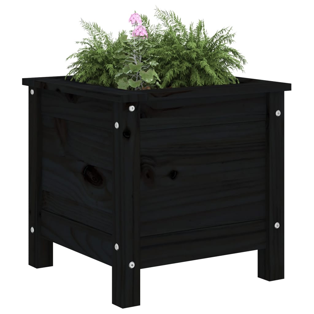 Garden Planter Black 40x40x39 cm Solid Wood Pine