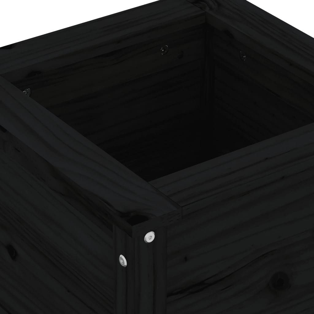 Garden Planter Black 40x40x39 cm Solid Wood Pine
