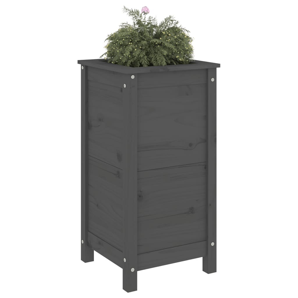 Garden Planter Grey 40x40x78 cm Solid Wood Pine