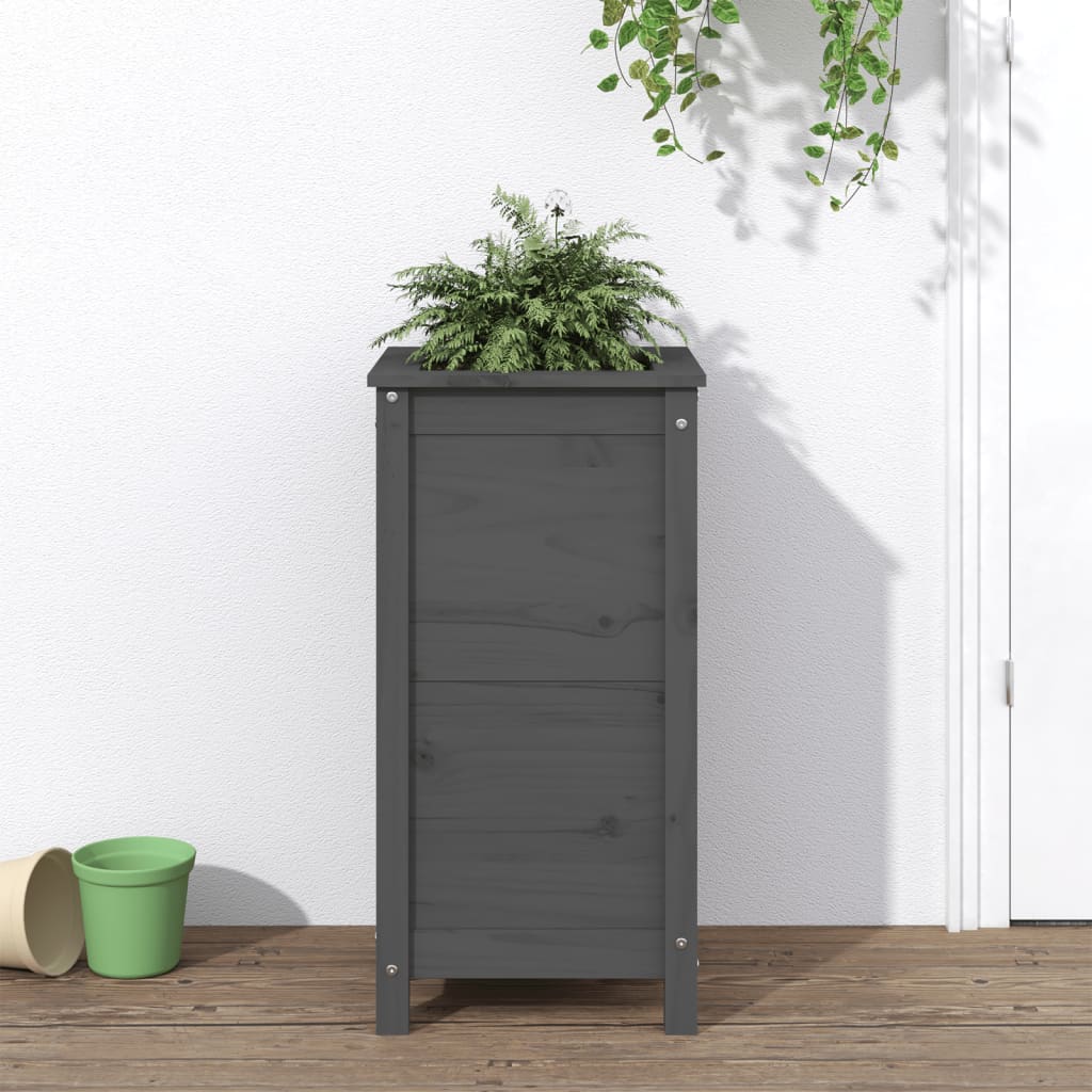 Garden Planter Grey 40x40x78 cm Solid Wood Pine