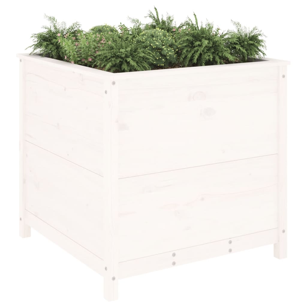 Garden Planter White 82.5x82.5x78 cm Solid Wood Pine