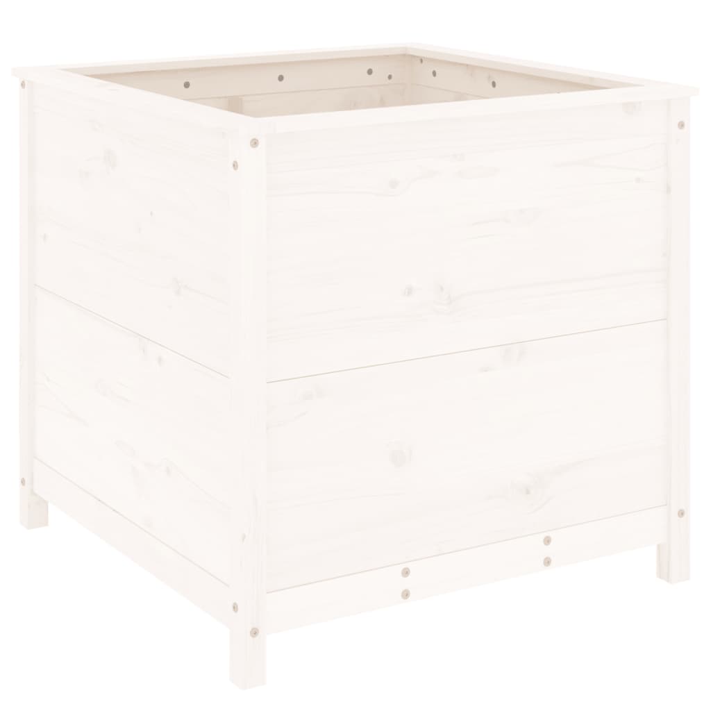 Garden Planter White 82.5x82.5x78 cm Solid Wood Pine