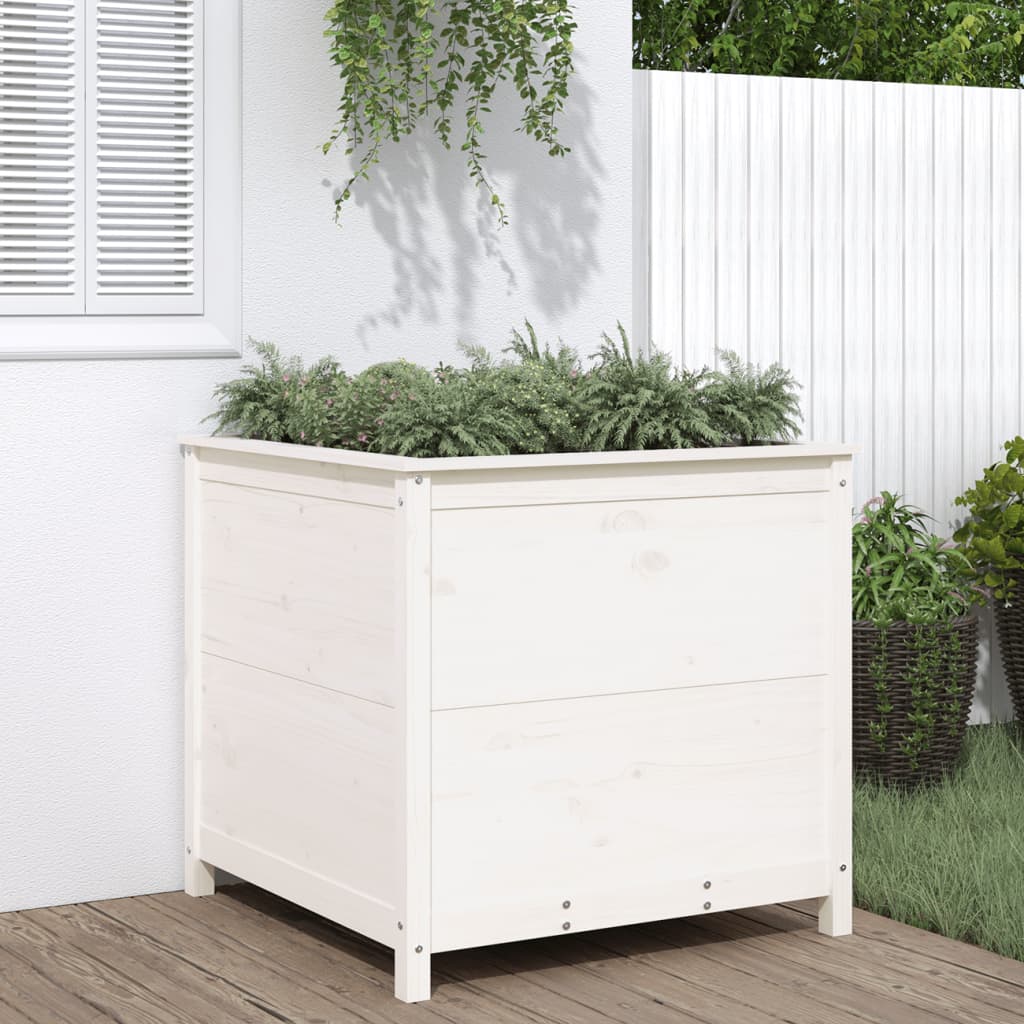 Garden Planter White 82.5x82.5x78 cm Solid Wood Pine