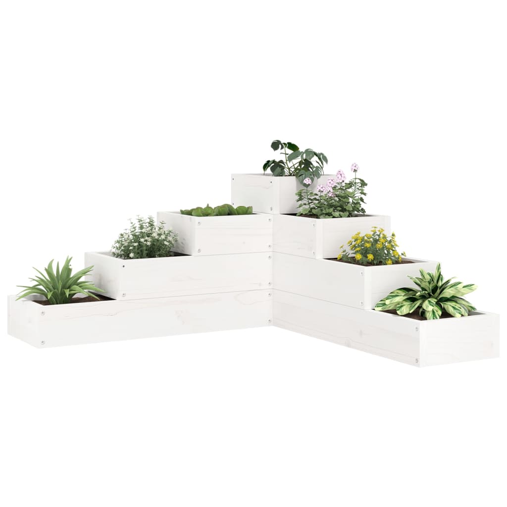 Garden Planter 4-Tier 80.5x79x36 cm White Solid Wood Pine