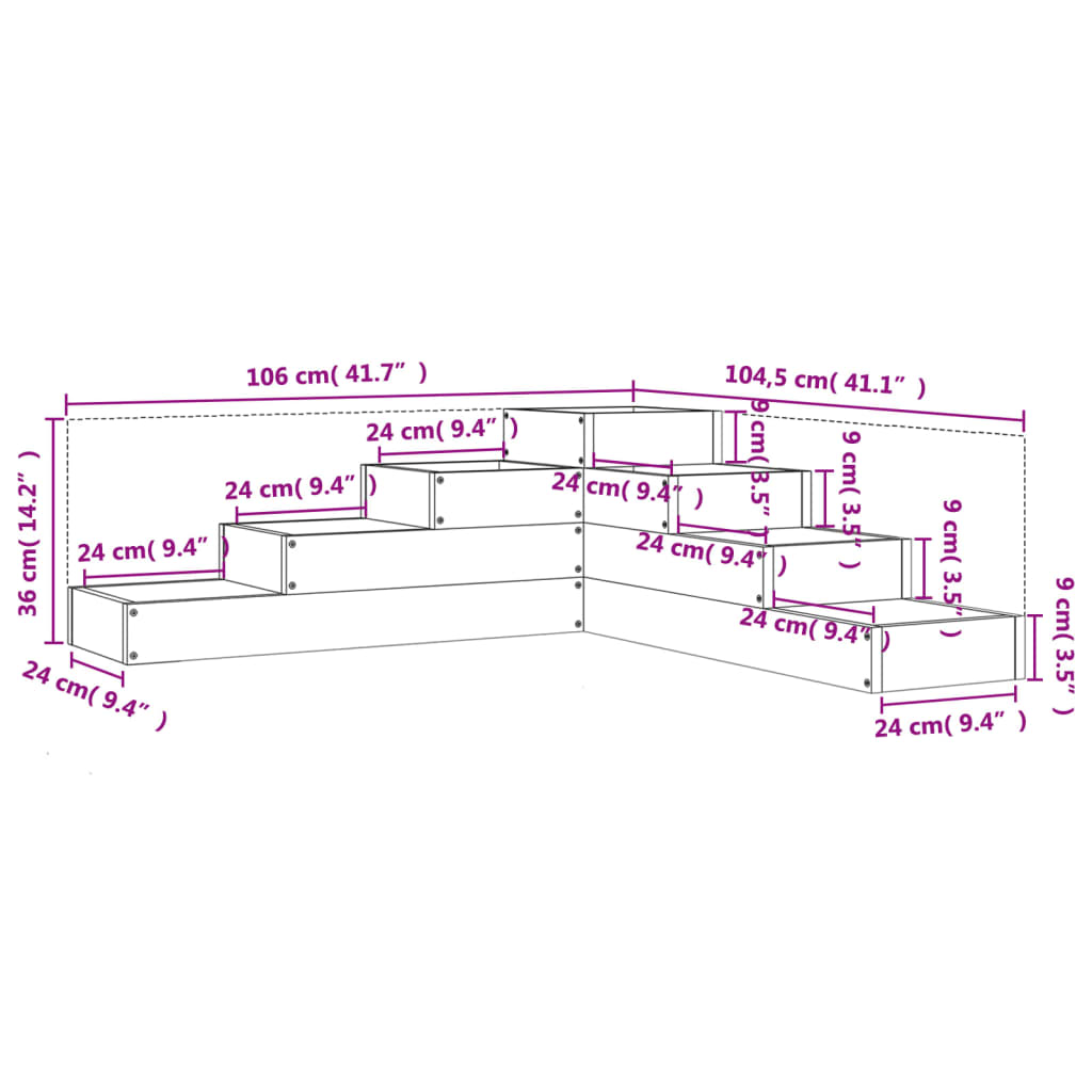Garden Planter 4-Tier 106x104.5x36 cm Solid Wood Douglas