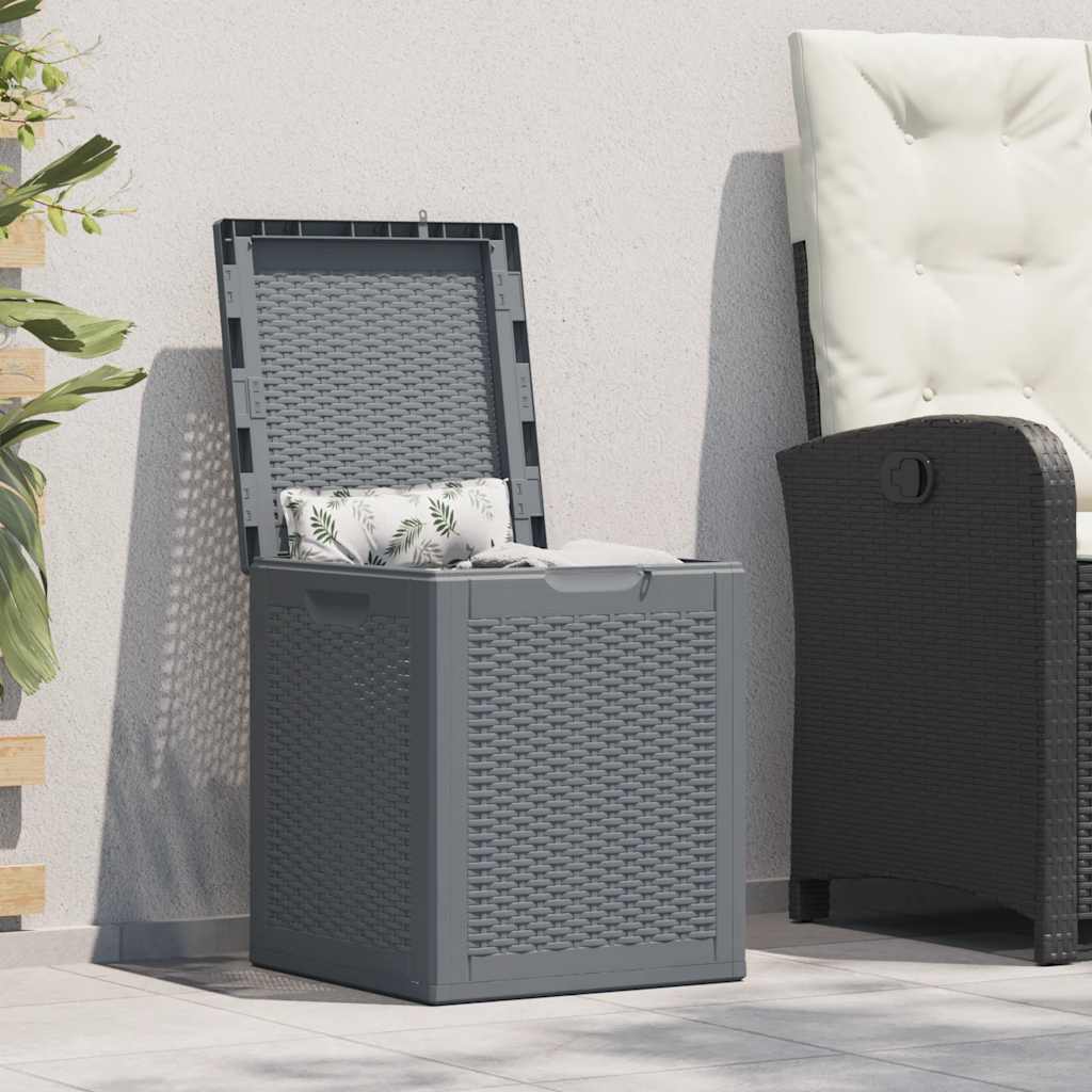 Garden Storage Box Grey PP Rattan 90 L