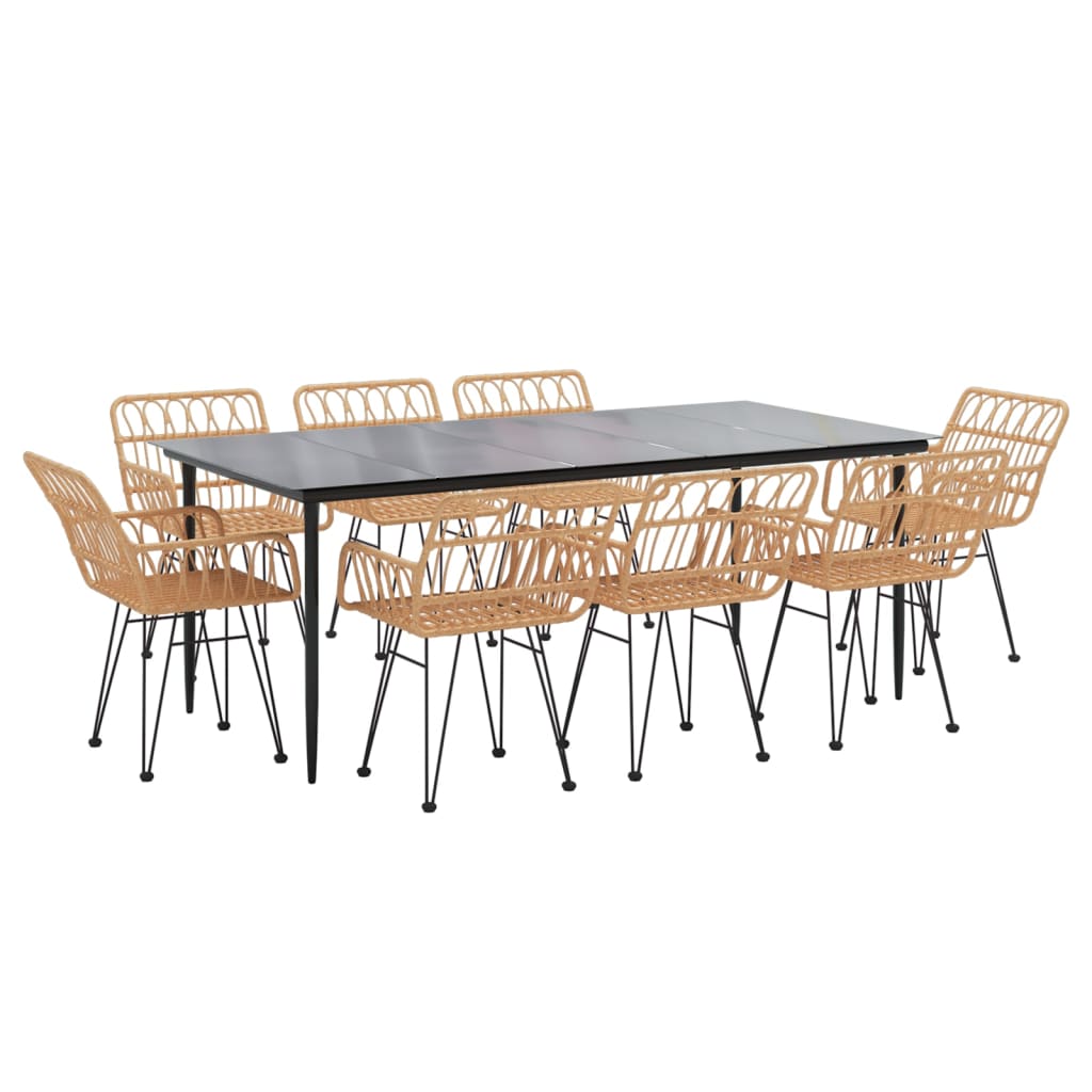 9 Piece Garden Dining Set Poly Rattan