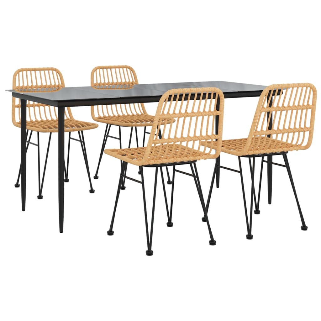 5 Piece Garden Dining Set Poly Rattan