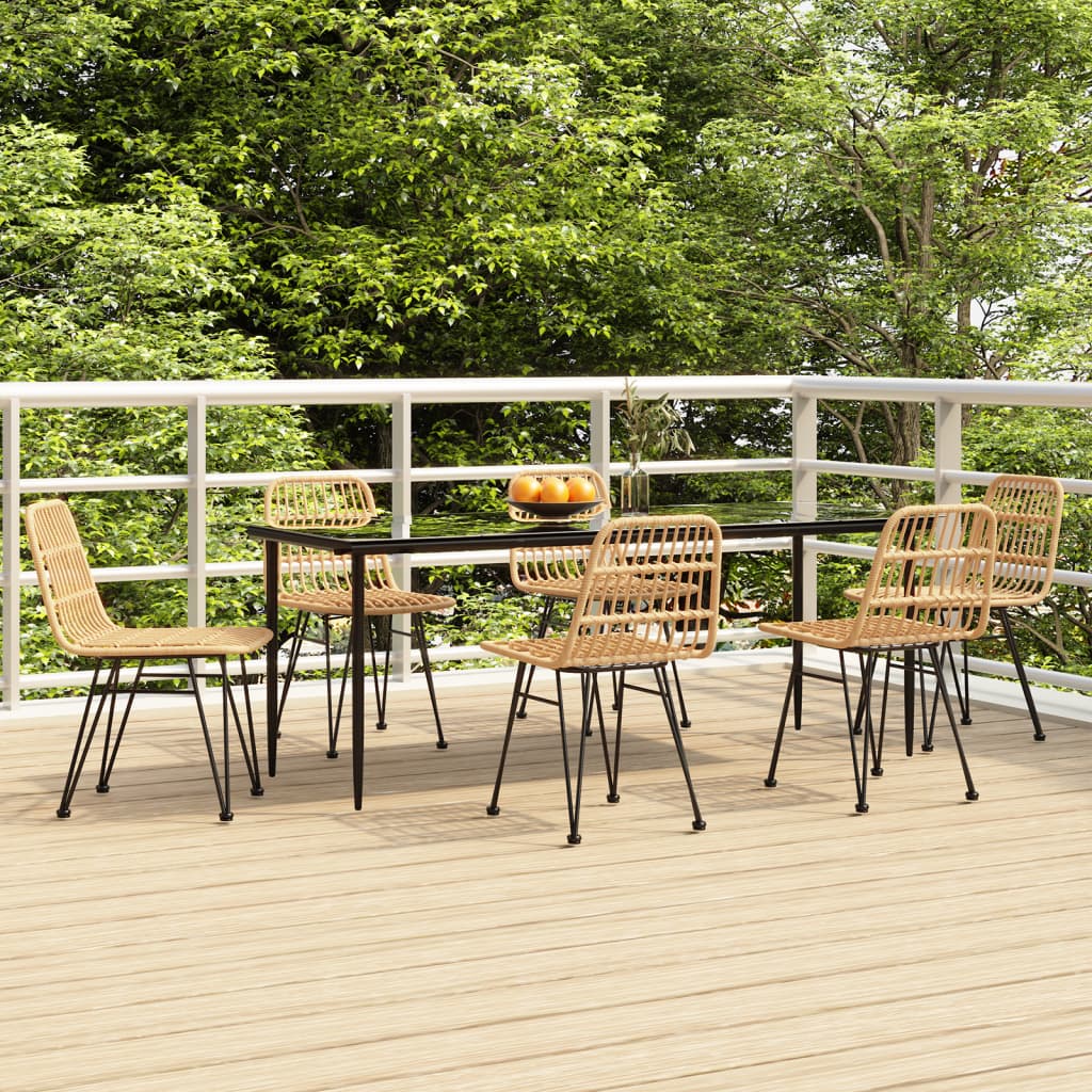 7 Piece Garden Dining Set Poly Rattan