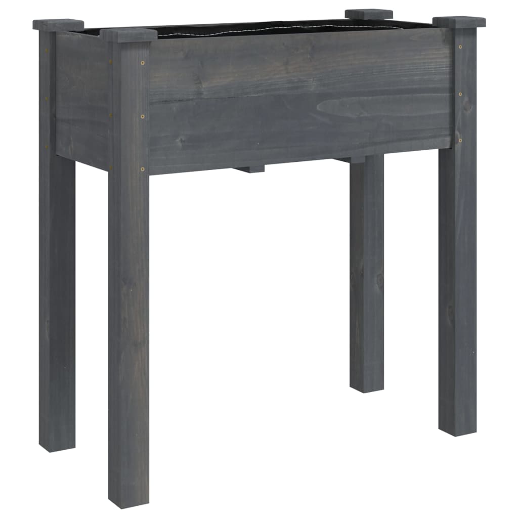 Planter with Liner Grey 71x37x76 cm Solid Wood Fir