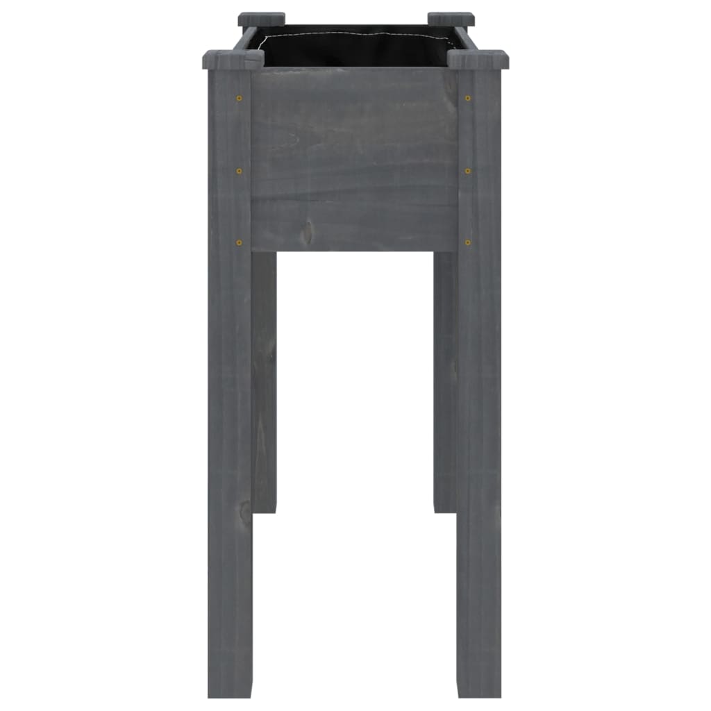 Planter with Liner Grey 71x37x76 cm Solid Wood Fir