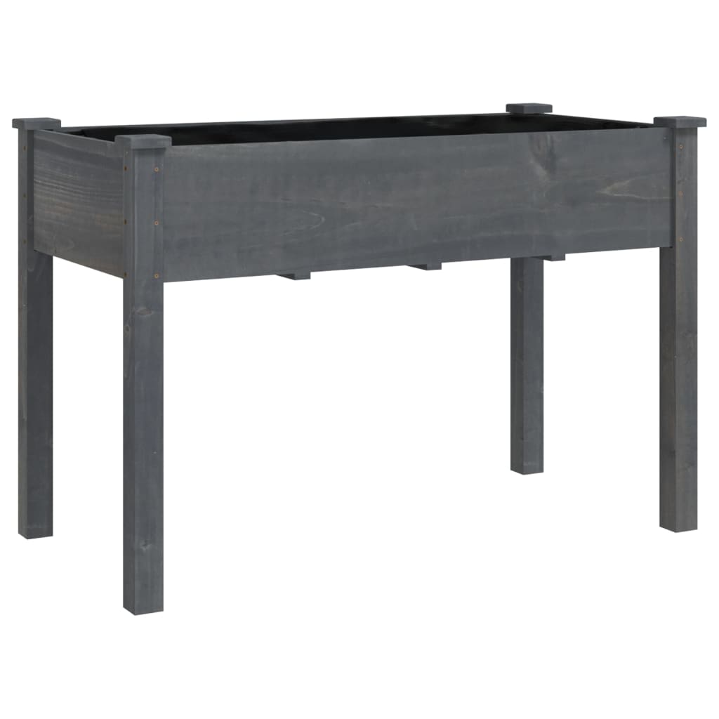 Planter with Liner Grey 118x59x76 cm Solid Wood Fir