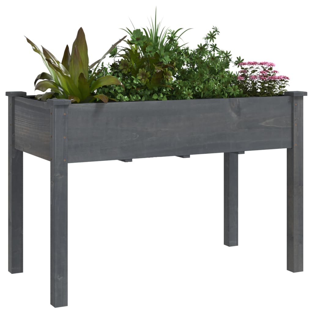 Planter with Liner Grey 118x59x76 cm Solid Wood Fir