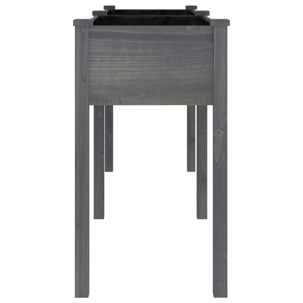 Planter with Liner Grey 161x45x76 cm Solid Wood Fir