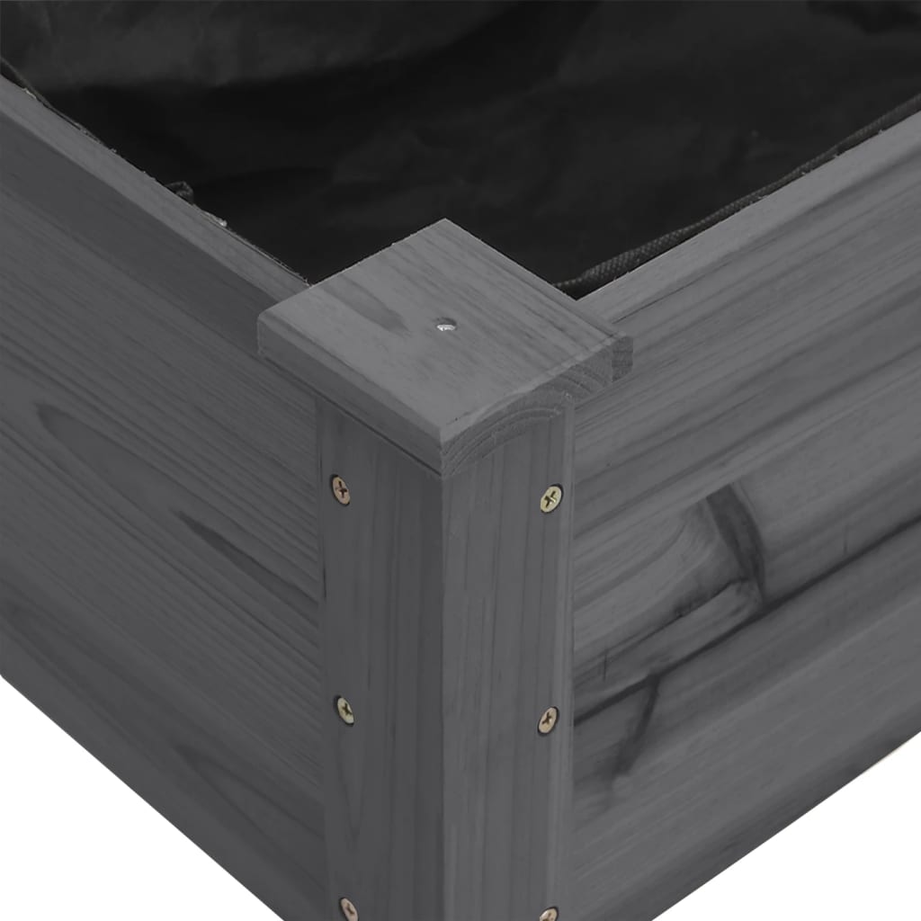 Planter with Liner Grey 161x45x76 cm Solid Wood Fir