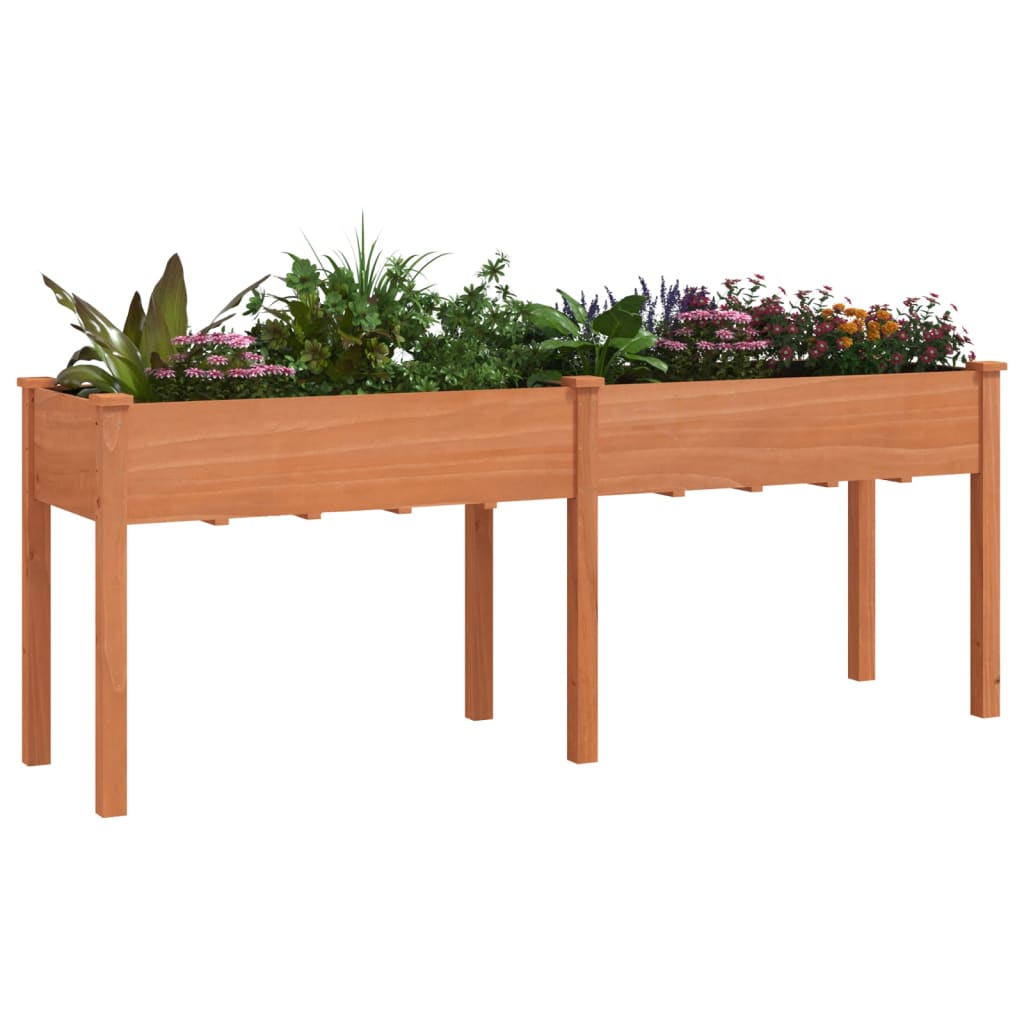 Planter with Liner Brown 203x53x76 cm Solid Wood Fir