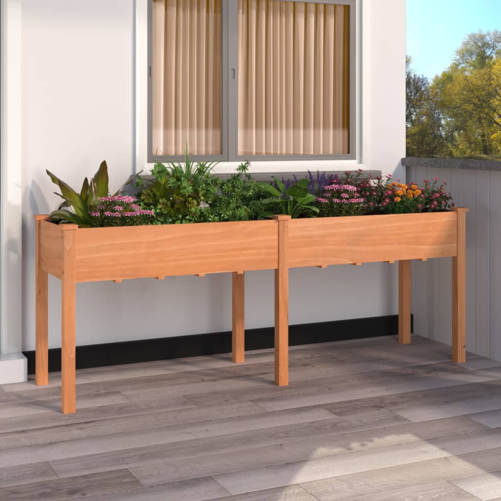 Planter with Liner Brown 203x53x76 cm Solid Wood Fir