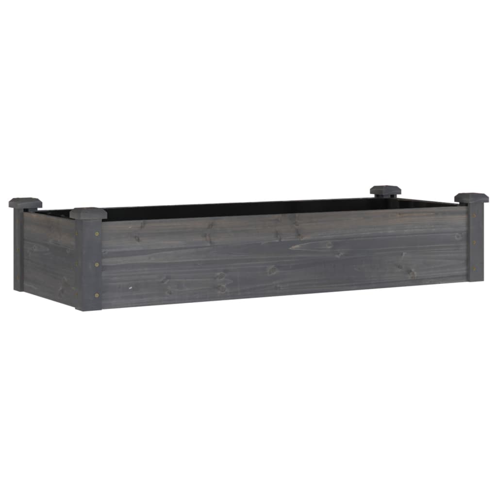 Garden Raised Bed with Liner Grey 120x45x25 cm Solid Wood Fir