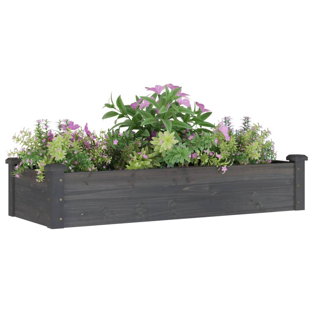 Garden Raised Bed with Liner Grey 120x45x25 cm Solid Wood Fir