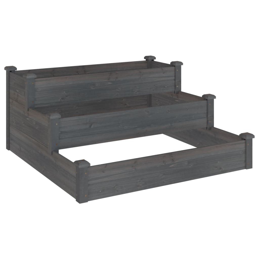 Garden Raised Bed Grey 120x120x56 cm Solid Wood Fir
