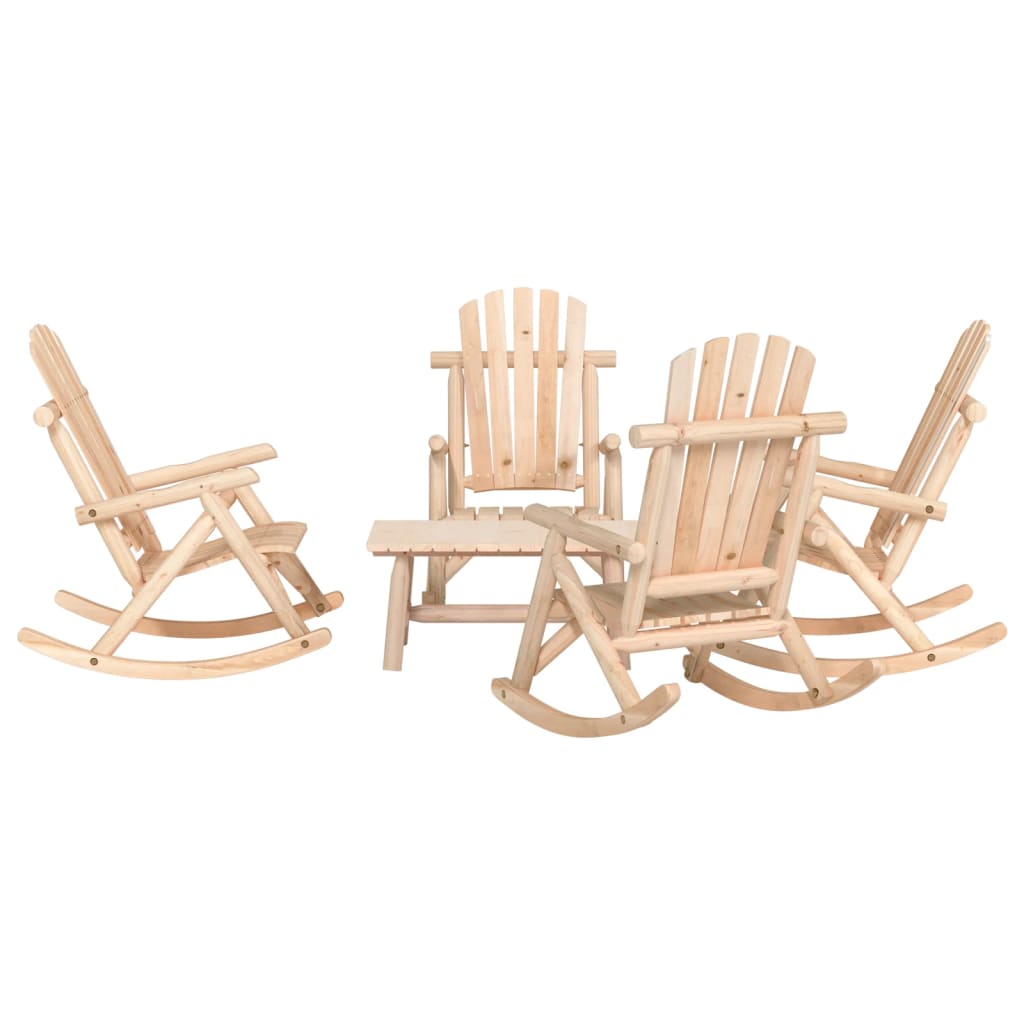 5 Piece Garden Lounge Set Solid Wood Spruce