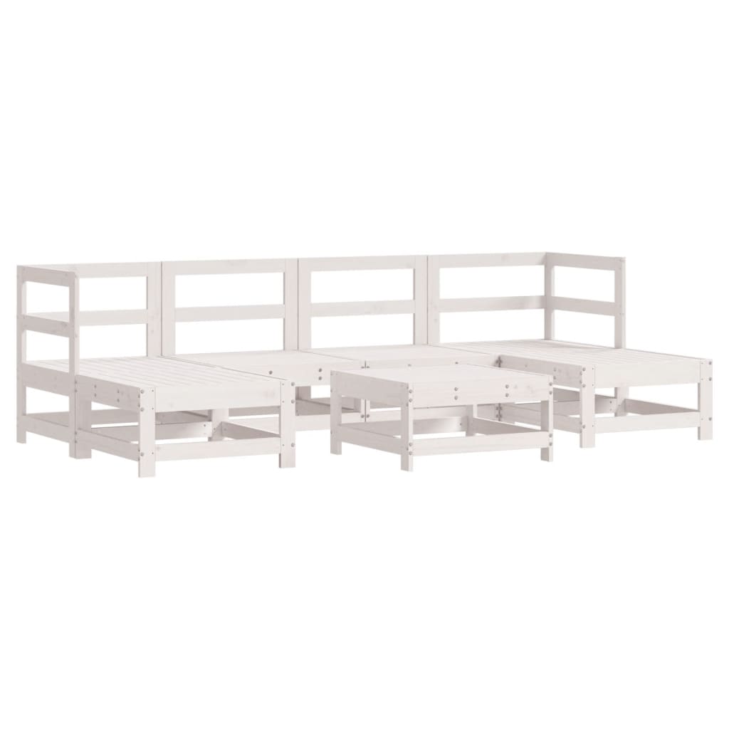7 Piece Garden Lounge Set White Solid Wood Pine