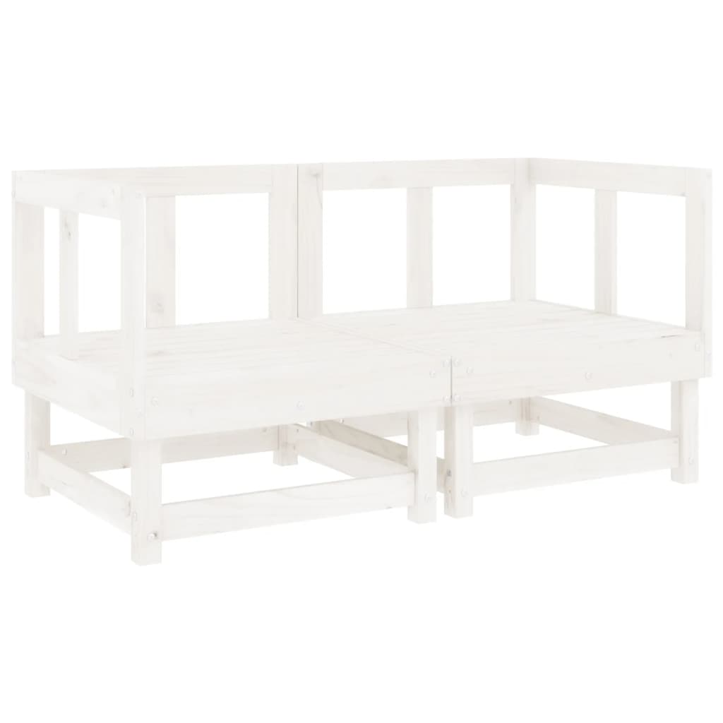 7 Piece Garden Lounge Set White Solid Wood Pine