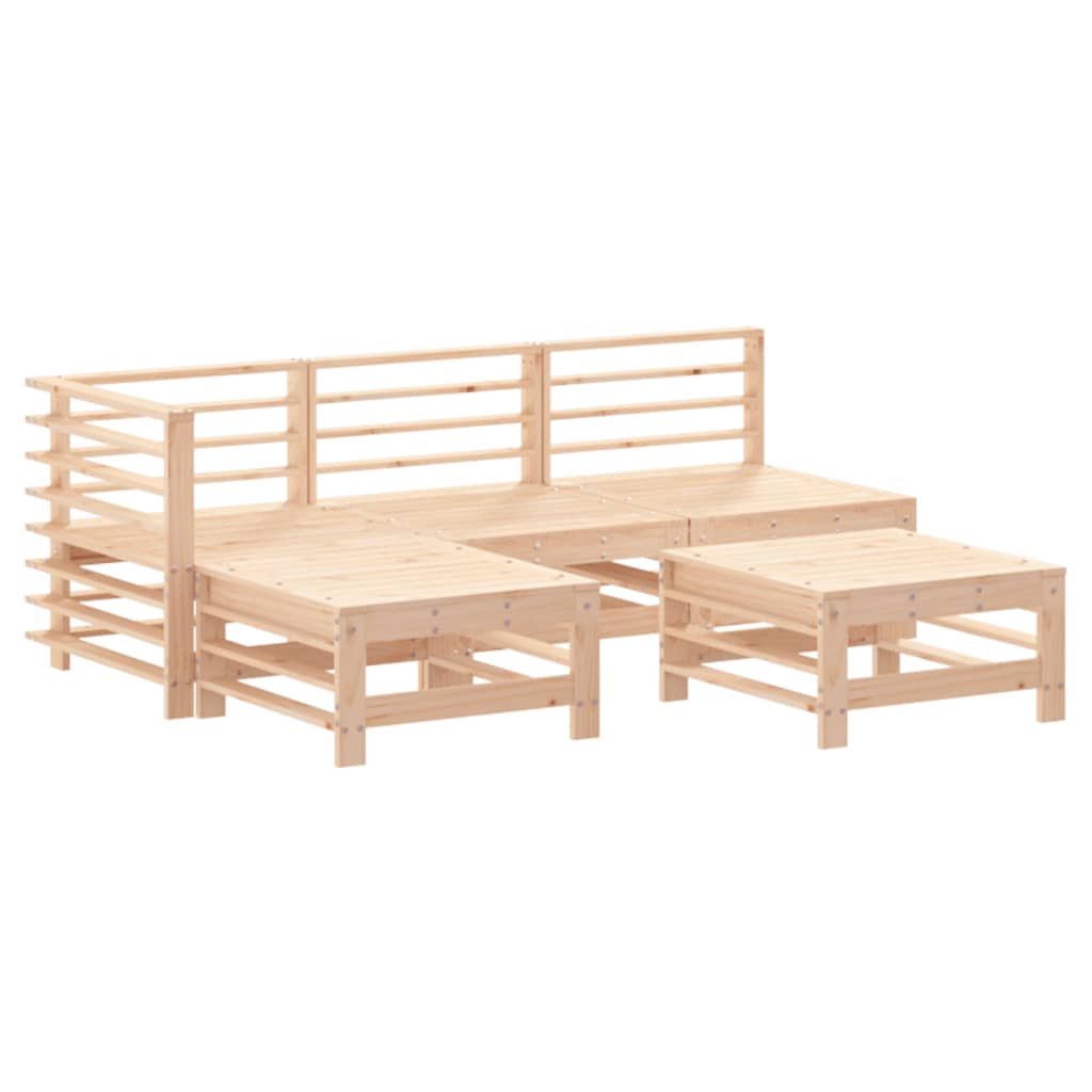 5 Piece Garden Lounge Set Solid Wood Pine