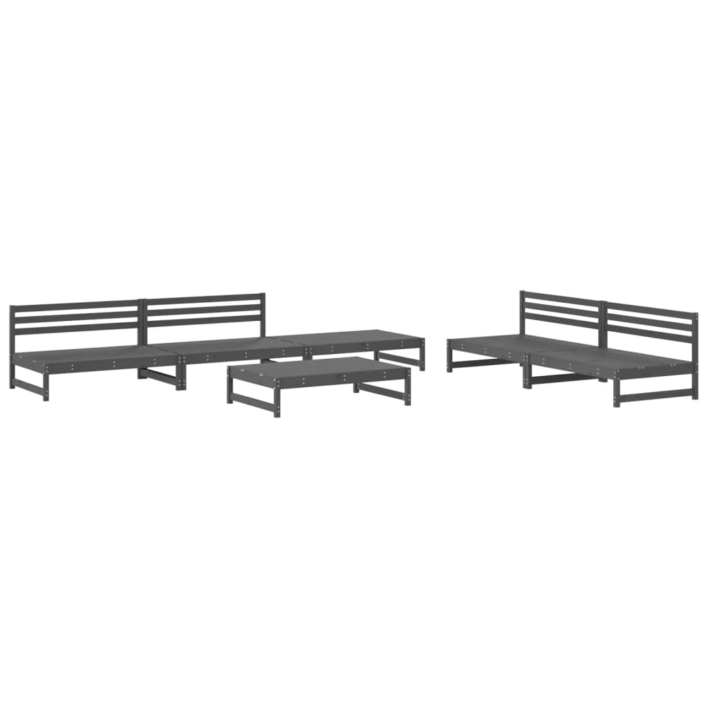 6 Piece Garden Lounge Set Grey Solid Wood Pine