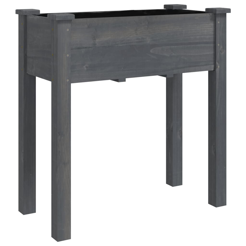 Wheeled Planter with Liner Grey 71x37x80 cm Solid Wood Fir
