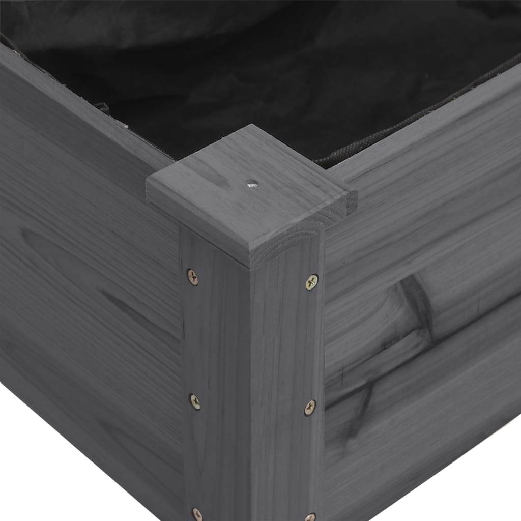 Wheeled Planter with Liner Grey 71x37x80 cm Solid Wood Fir