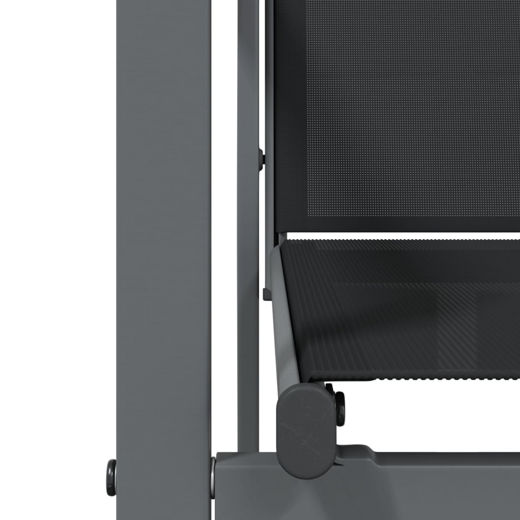 9 Piece Garden Dining Set Black Textilene and Steel