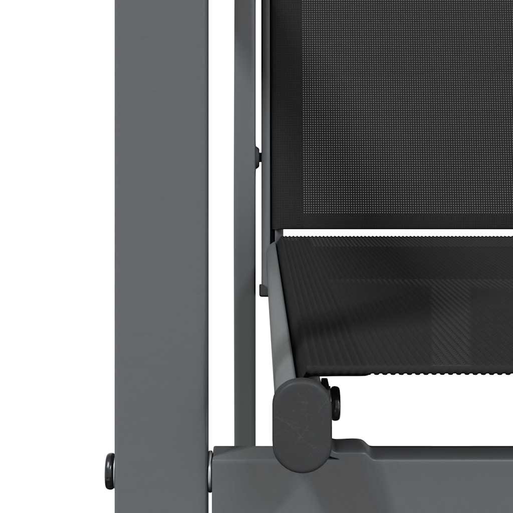 5 Piece Garden Dining Set Black Textilene and Steel