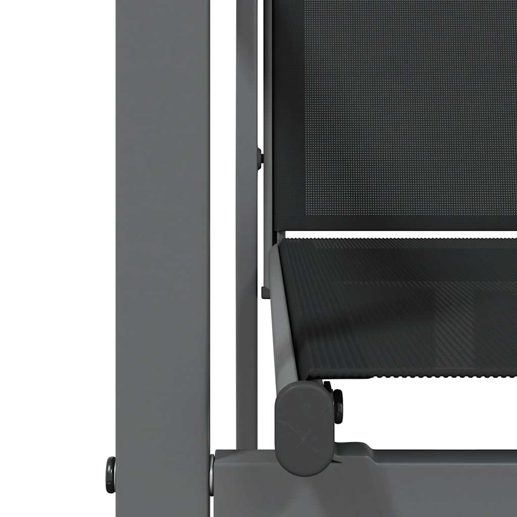 7 Piece Garden Dining Set Black Textilene and Steel