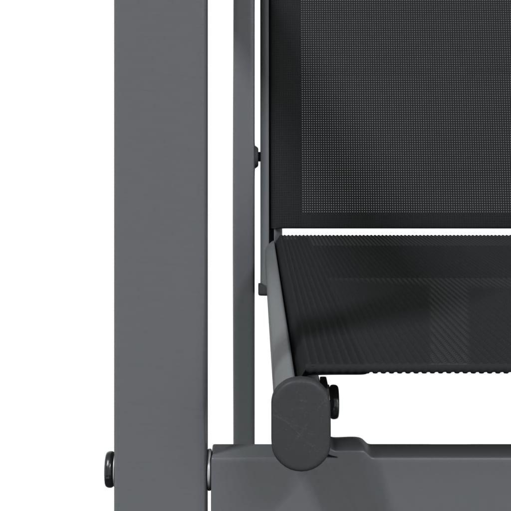 9 Piece Garden Dining Set Black Textilene and Steel