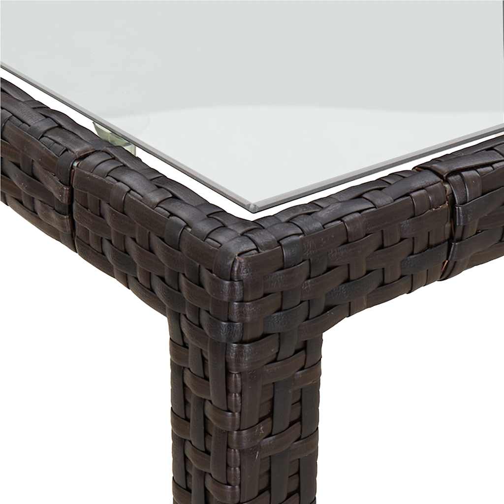 5 Piece Garden Dining Set with Cushions Brown Poly Rattan