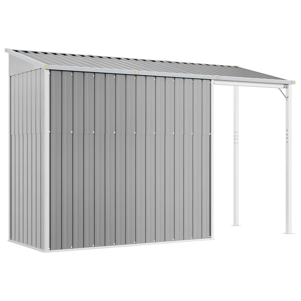 Garden Shed with Extended Roof Light Grey 277x107x181 cm Steel