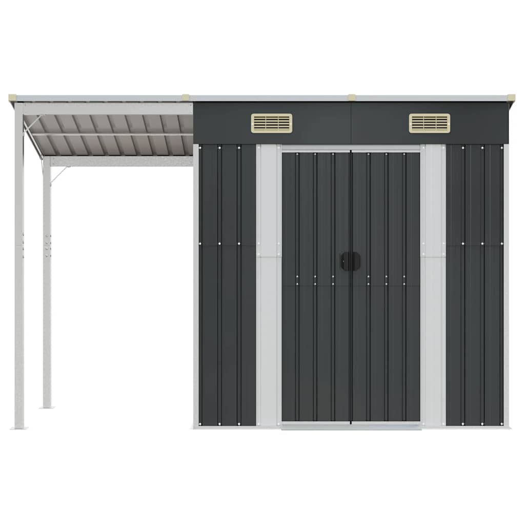 Garden Shed with Extended Roof Anthracite 277x107x181 cm Steel