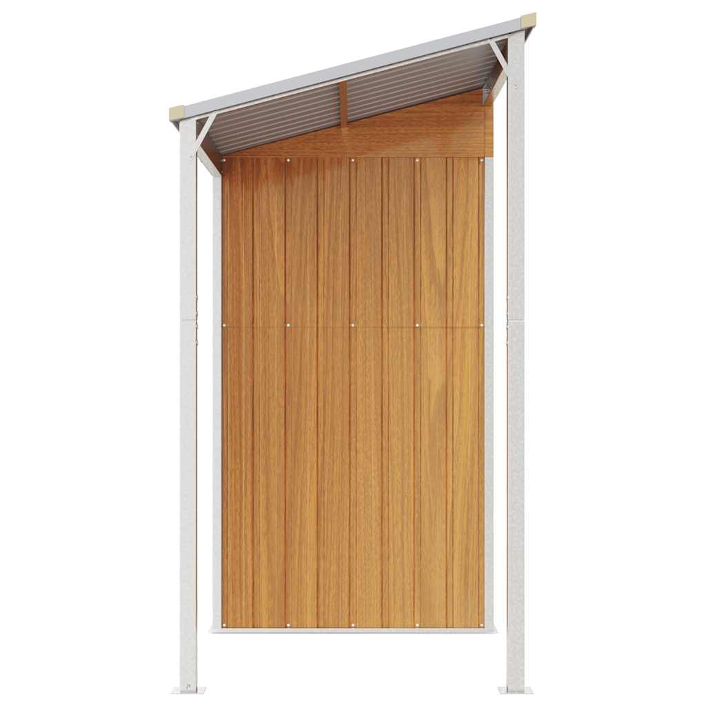 Garden Shed with Extended Roof Light Brown 277x107x181cm Steel