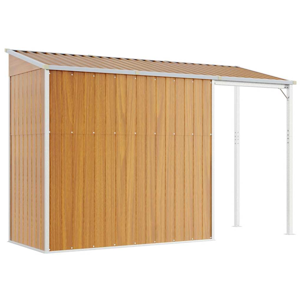 Garden Shed with Extended Roof Light Brown 277x107x181cm Steel