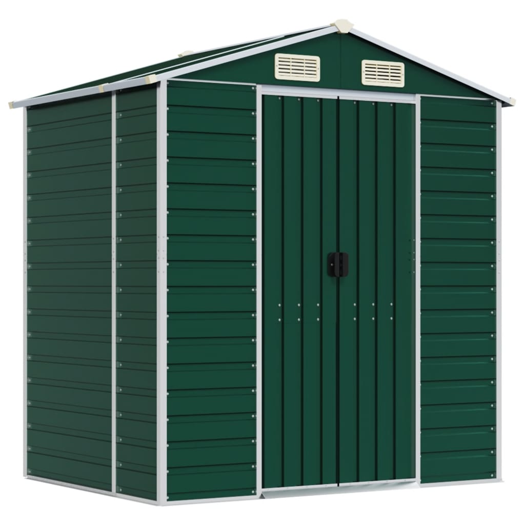 vidaXL Garden Shed Green 191x130x198 cm Galvanised Steel