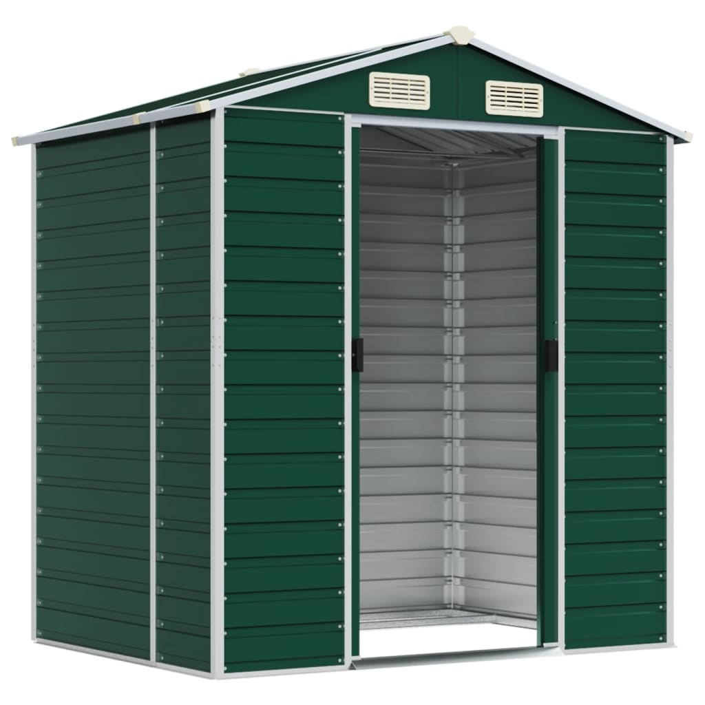 vidaXL Garden Shed Green 191x130x198 cm Galvanised Steel
