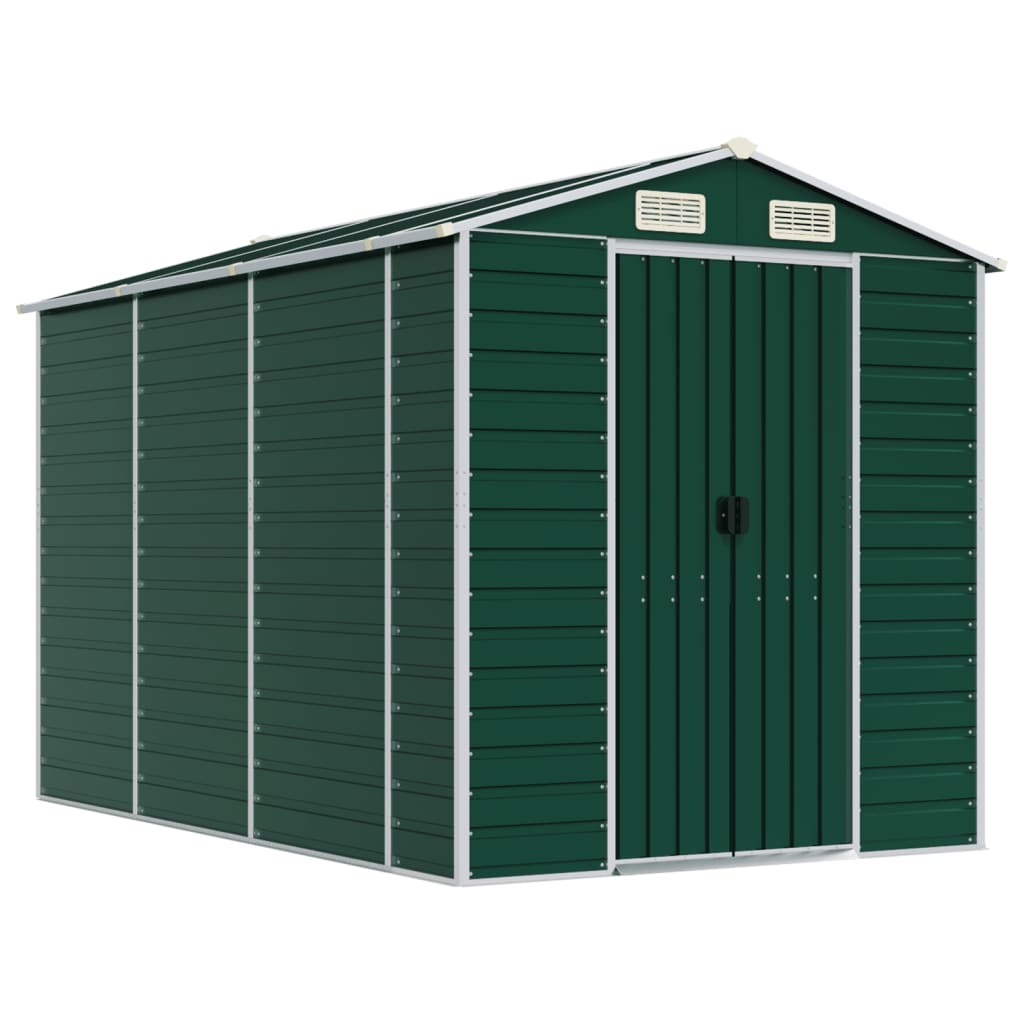 vidaXL Garden Shed Green 191x300x198 cm Galvanised Steel